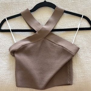 Aritzia Babaton Sculpt Knit Criss Cross Neck Tank